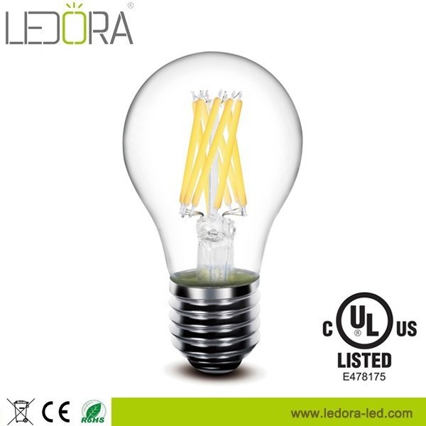 120v E26 UL Certificate A19 4W 6W 8W Dimmable LED Filament Bulb Ul Glass AC 90 Low Price Led Bulb Hotel 360 Degree Sencer Bulb