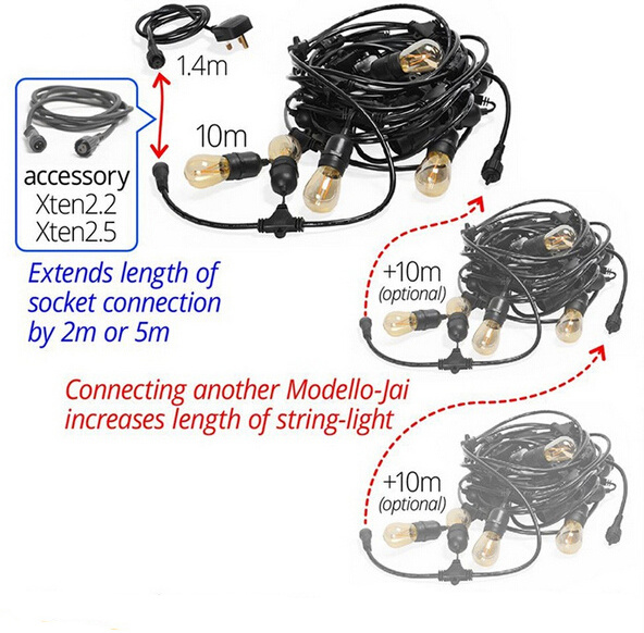 48FT String Lights Outdoor E26 E27 S14 Edison Bulb included Christmas Waterproof connectable serial led string lights