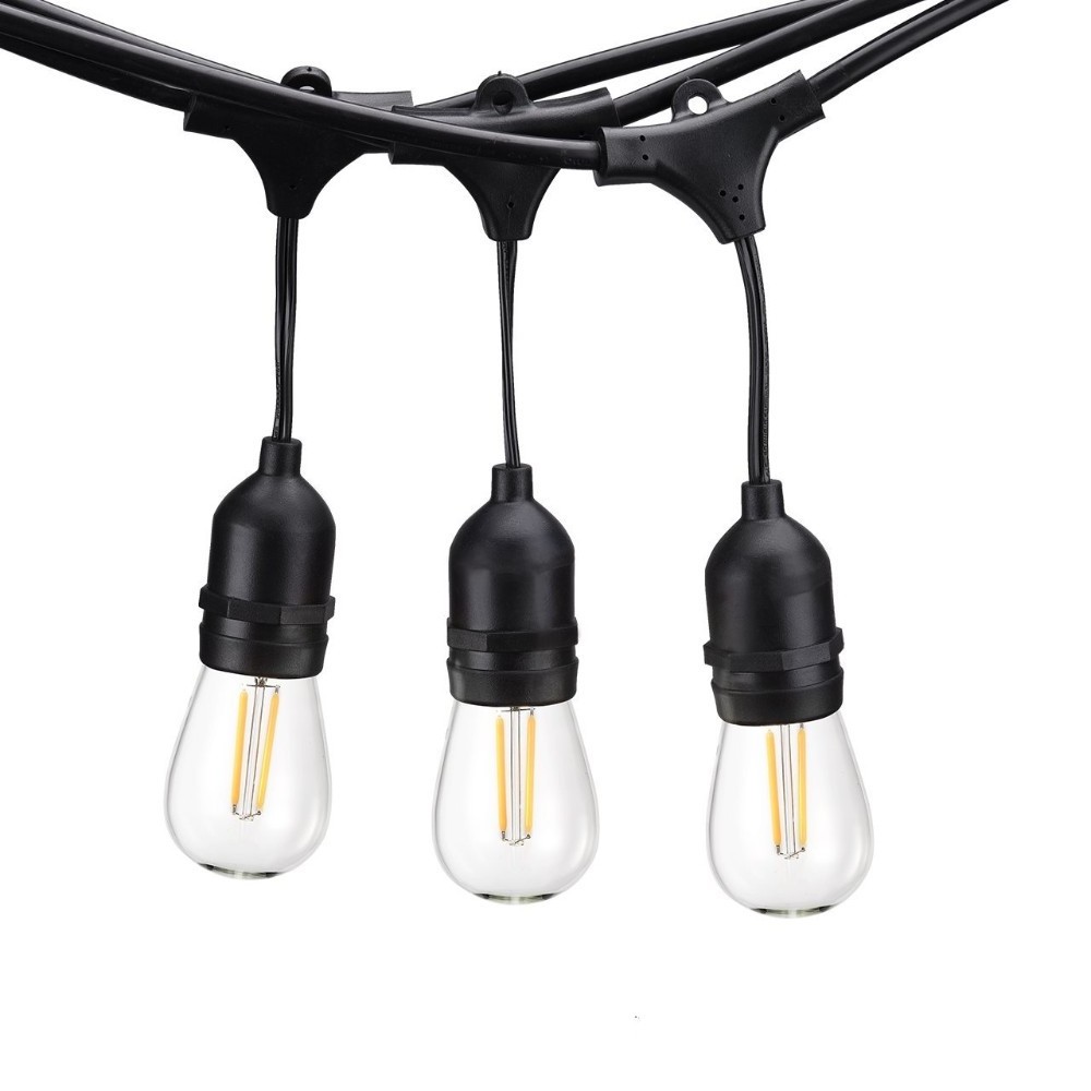 48FT Outdoor Light String E26 E27 S14 Edison Bulb included Christmas Waterproof Connectable LED String Light