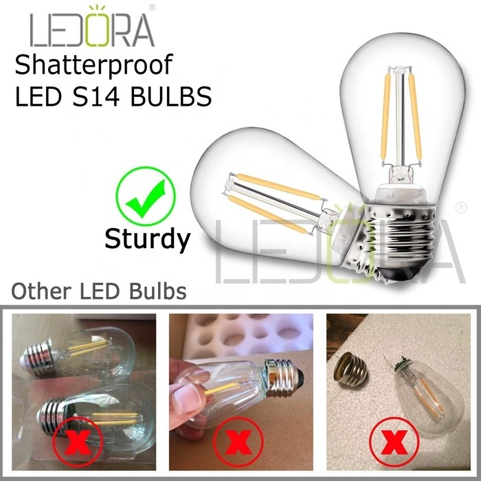 Equivalent Shatterproof dimmable S14 LED Bulb 1.5W Warm White Vintage Edison LED Filament Bulb