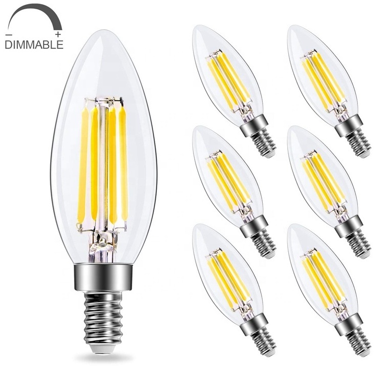 C35 Candle Light Bulb 40W Equivalent 2700K Warm White E12 Edison Bulb LED Candelabra Bulb