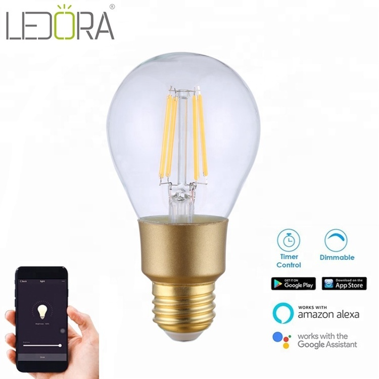 Edison Wifi LED Edison Light Bulb Wi-fi Smart E26 Dimmable Vintage Glass Clear 80 Hotel Led Filament 360 Degree -45 - 50 700 110