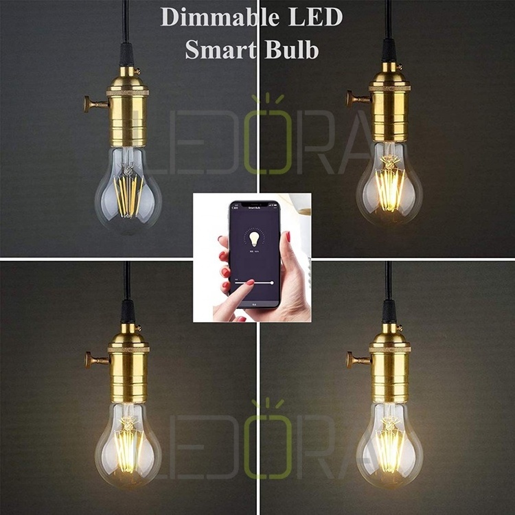 Edison Wifi LED Edison Light Bulb Wi-fi Smart E26 Dimmable Vintage Glass Clear 80 Hotel Led Filament 360 Degree -45 - 50 700 110