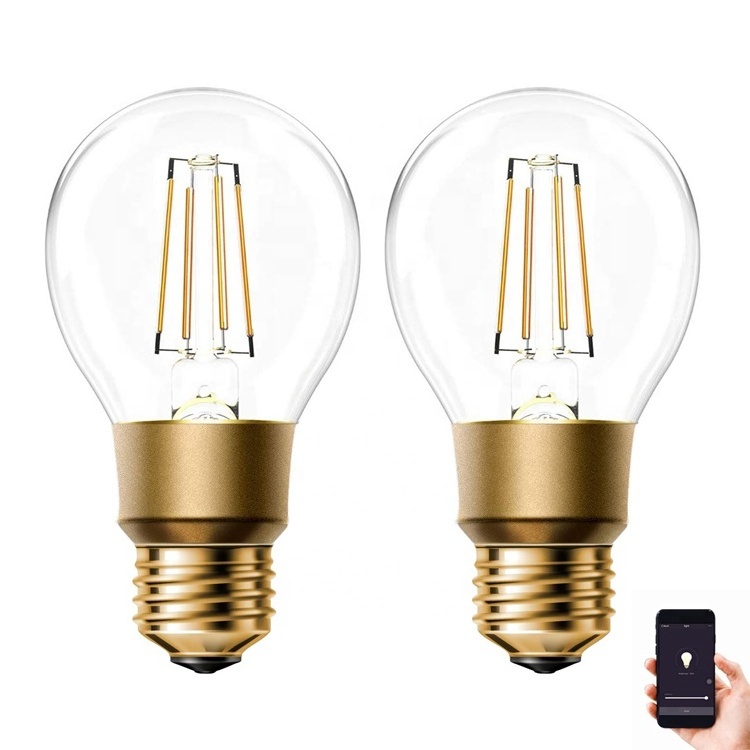 Wifi Smart Home Bulb Wireless Remote Control Led Smart Lights Lamps Glass Clear 80 Hotel Led Filament 360 Degree Dimmable E26 6w