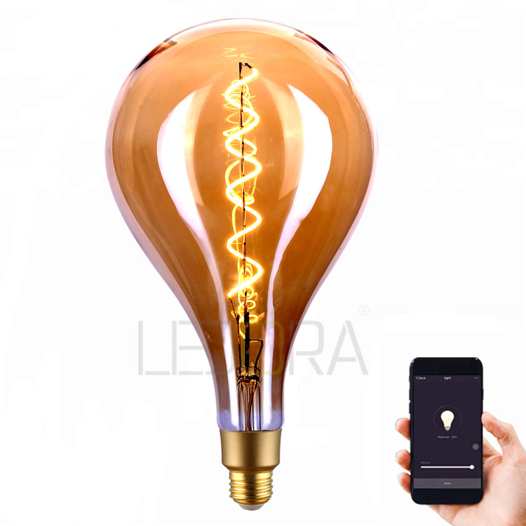 Wifi Smart Home Bulb Wireless Remote Control Led Smart Lights Lamps Glass Clear 80 Hotel Led Filament 360 Degree Dimmable E26 6w