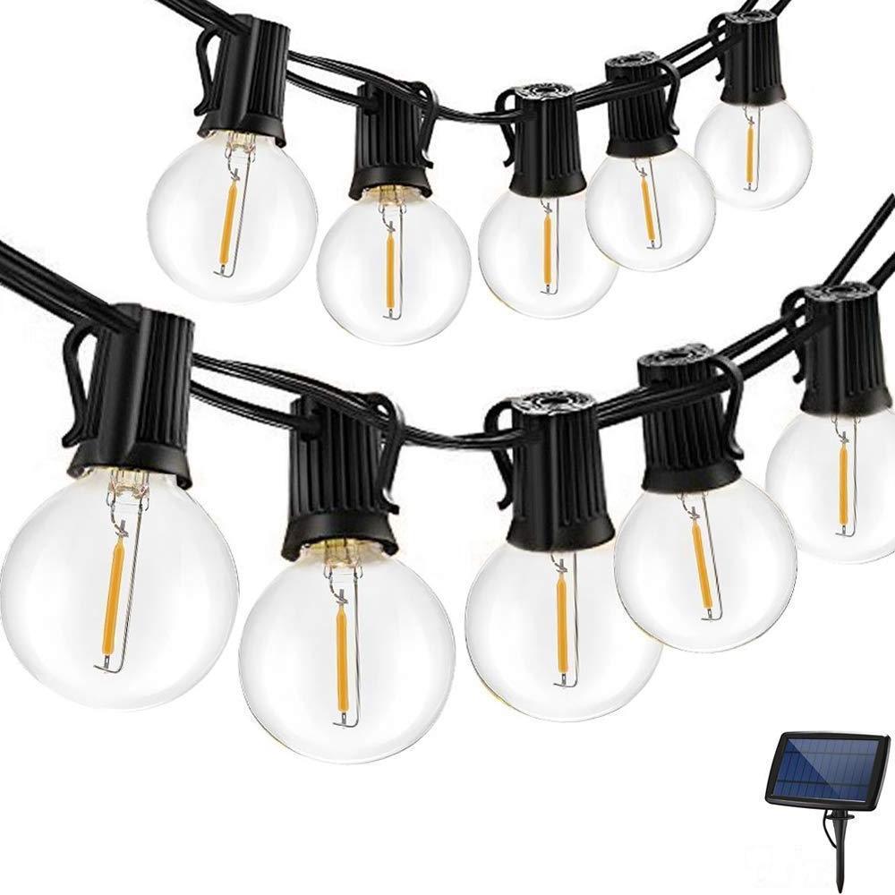 solar string lights with hanging sockets Edison bulb Low Voltage G40