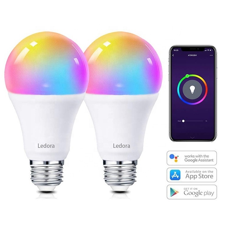 Amazon Alexa E27 Smart Bulb Wifi LED Color changing Bulbs RGB Multi Color Wifi Smart Bulb 2-pack