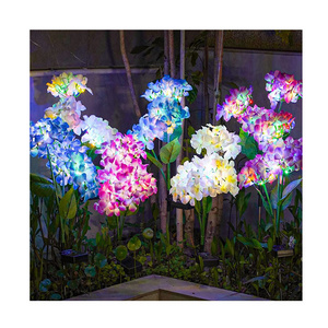 Solar Garden Stake Lights Led Solar Lights Colorful Hydrangea Waterproof In Ground Solar Flower Lights For Outdoor Backyard Lawn