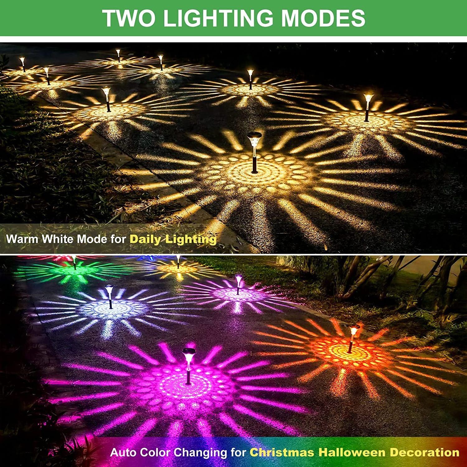 Outdoor Waterproof LED Color Changing Solar Lights Garden Pathway Walkways Landscape Fairy Light Solar Powered Garden Lawn Light