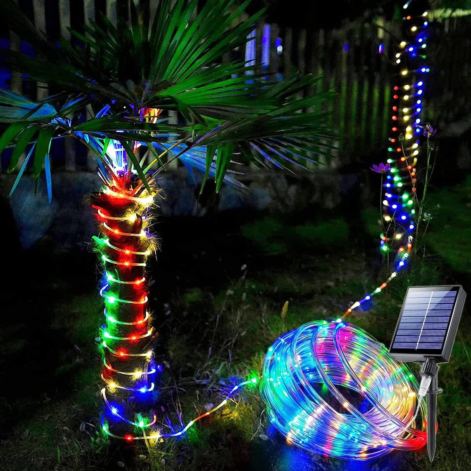 Solar USB Battery Rope Light Christmas Tree Decorations Outdoor LED Rope Tube String Party Wedding Led Curtain Lights