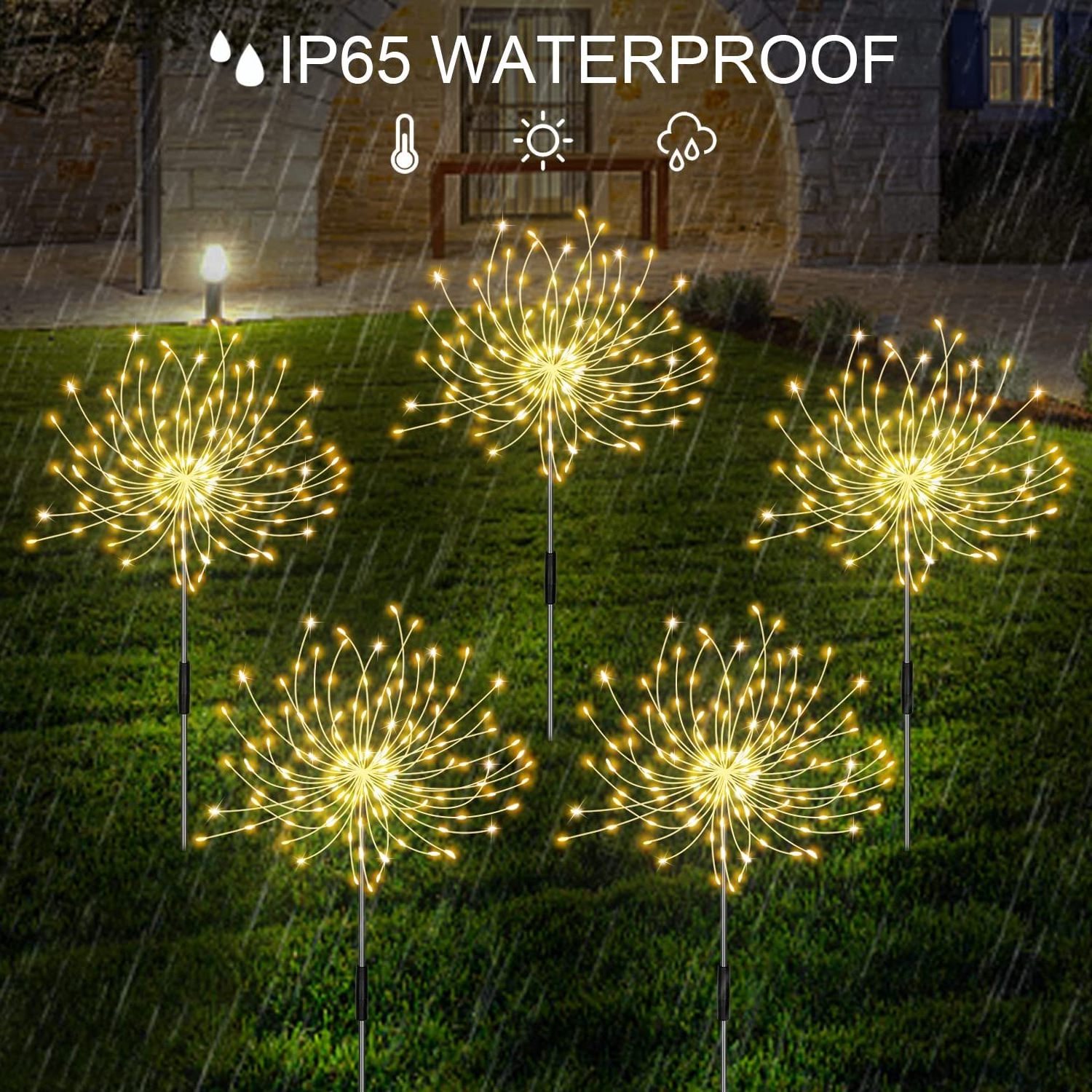 Outdoor solar 2 Function Model waterproof Led Copper Wire dandelion string lamp Garden Decoration lawn Solar Led Light Fireworks