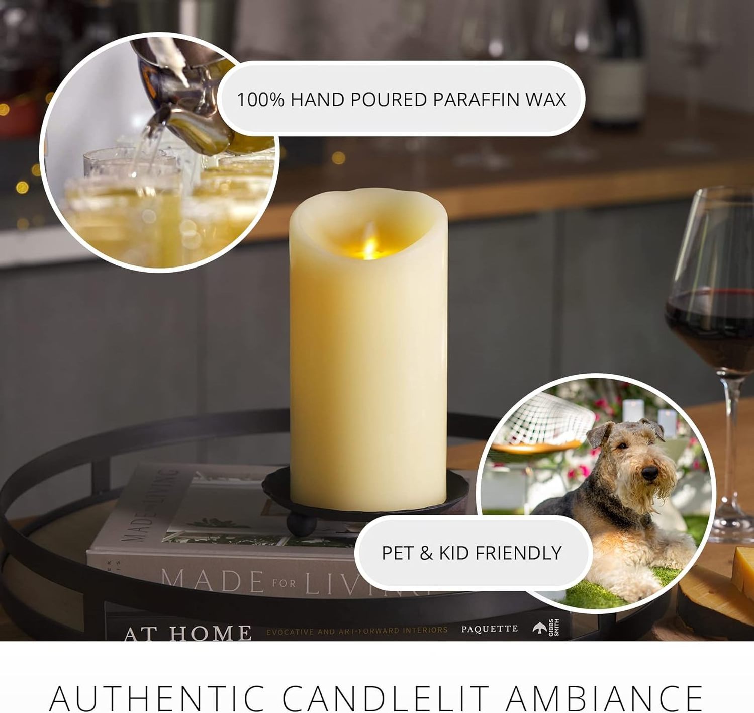 Classic Led Tea Candle Light Holiday Home Decoration Wax Pillar Rechargeable Battery Moving Flame Led Flameless Candle Lights