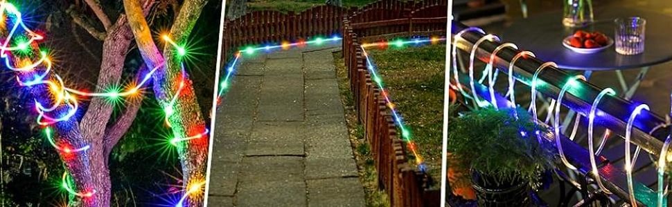 Solar USB Battery Rope Light Christmas Tree Decorations Outdoor LED Rope Tube String Party Wedding Led Curtain Lights