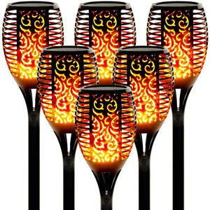 IP65 Waterproof Flickering Dancing Fire Flame Torches Lamp Outdoor Led Solar Spark Flame Garden string Light