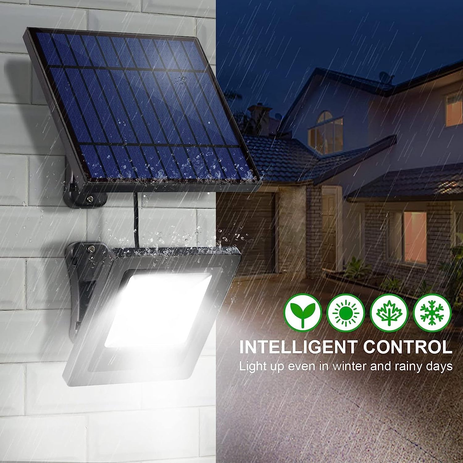 Solar Outdoor Light Garden LED Flood Lights Dusk to Dawn Security Waterproof Landscape Lighting for Wall Ceiling Porch Cabin