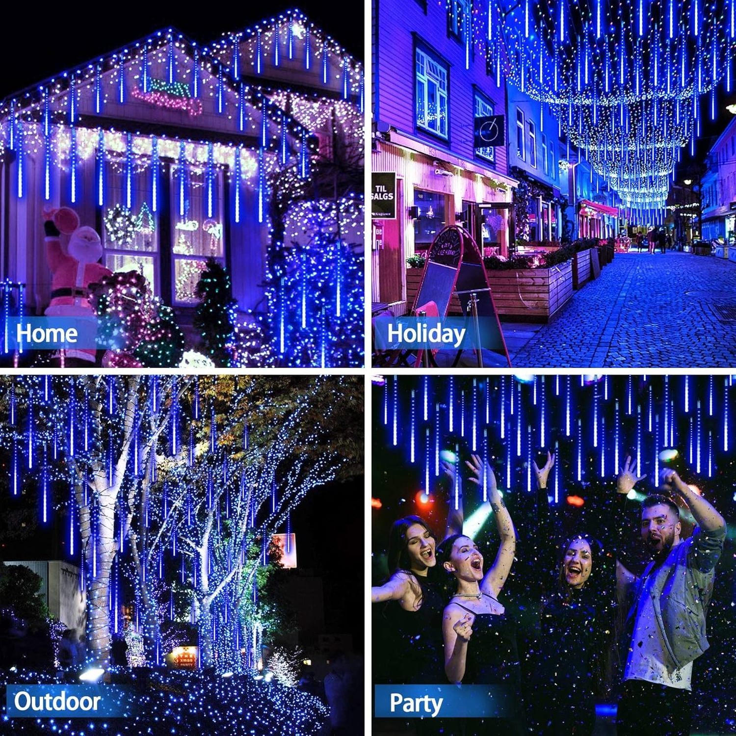 Snow Falling Icicle Waterproof Cascading LED Meteor Shower Rain Lights for Holiday Party Wedding Christmas Tree Party Tree