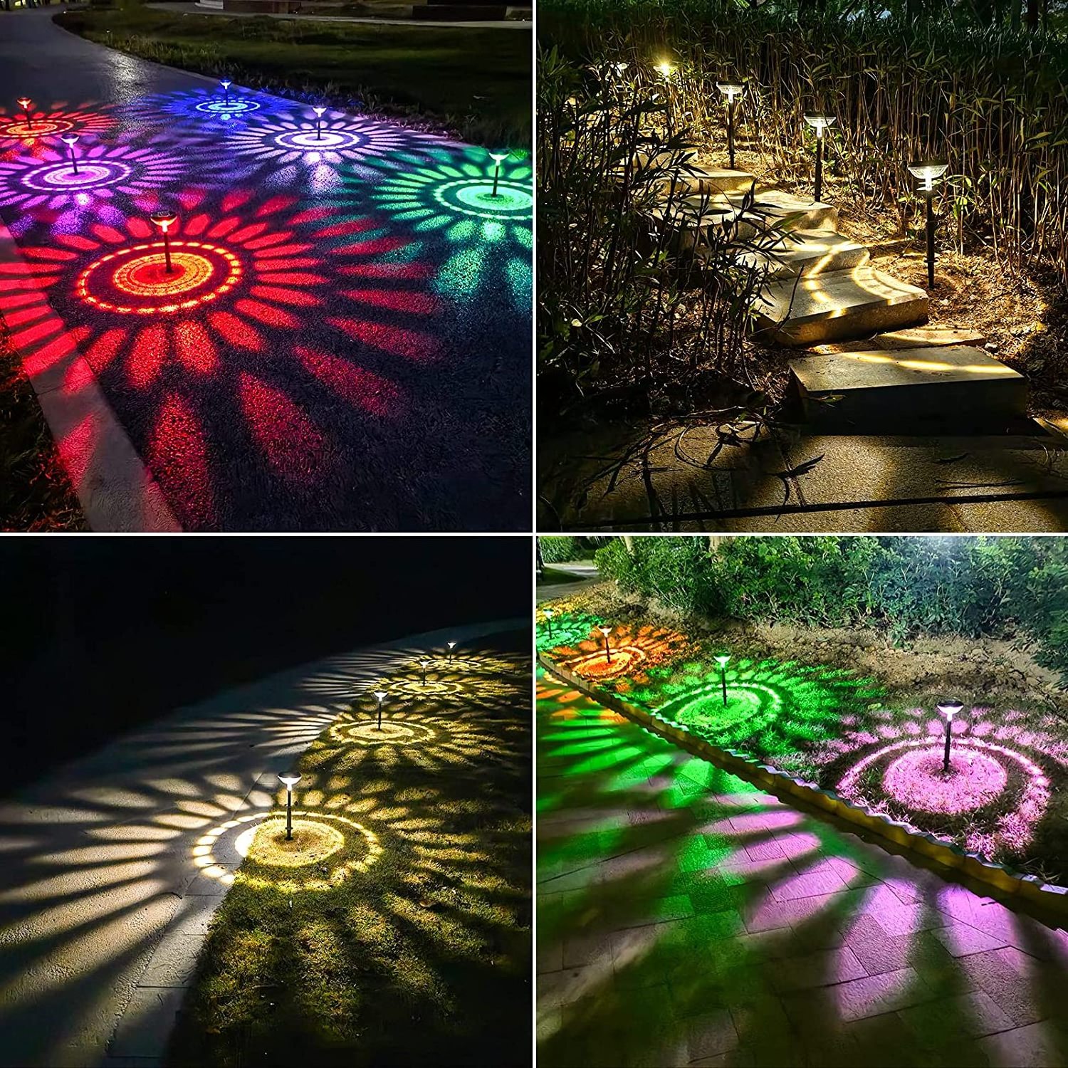 Outdoor Waterproof LED Color Changing Solar Lights Garden Pathway Walkways Landscape Fairy Light Solar Powered Garden Lawn Light