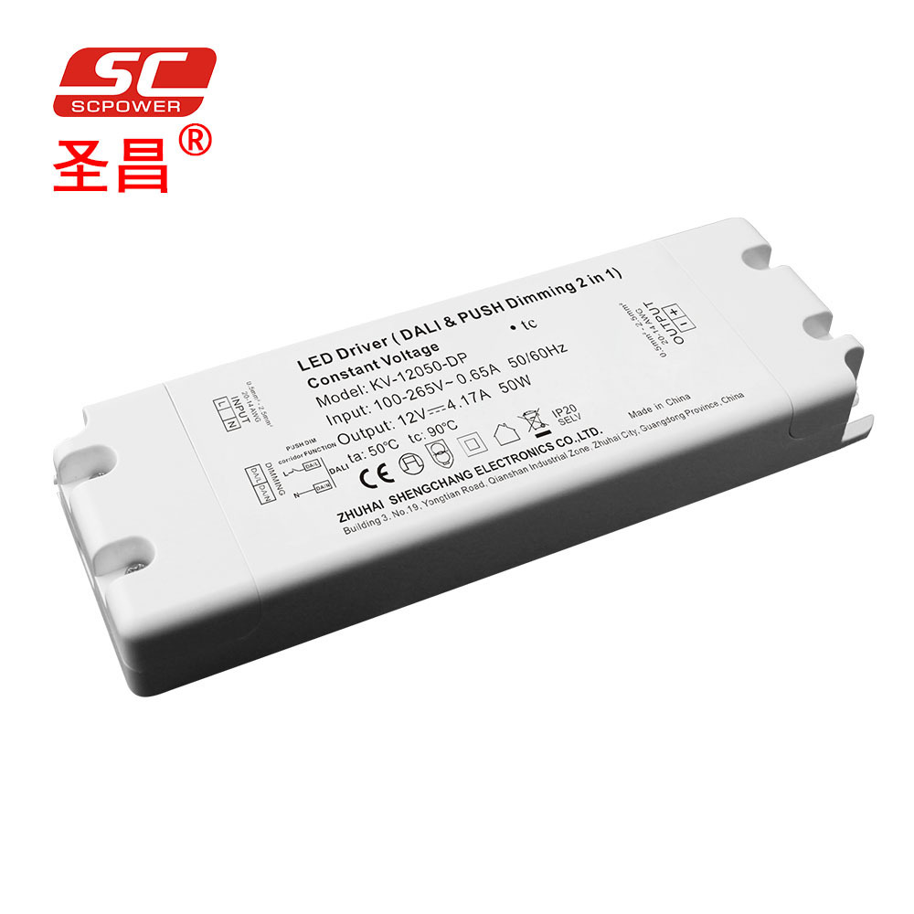 SC POWER 12V 24V led power supply 25w 50w 75w 90w 80w dali & push-dim dimmable led driver price