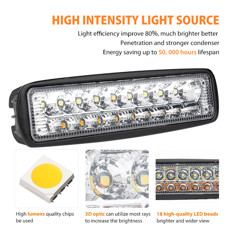 RCJ LED Light Bars High Power 54W Double Row Mini Offroad LED Work Light Bar for Truck Car Bar Lights Barras LED Auto