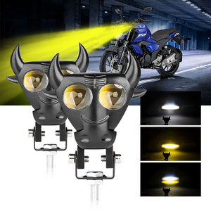 RCJ Dual Color Led Motorcycle Spotlight Car Led Headlight Bulb Super Bright Led Working Light Led Projector Lens