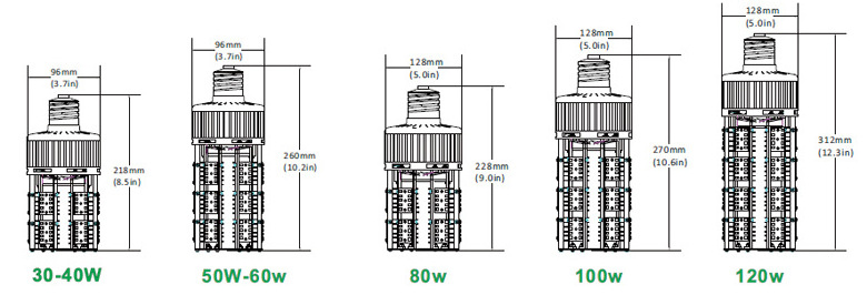 2024 New Style Adjustable beam angle 3000K 5000K Lamp E26 E27 E39 E40 20W 40W 50W 60W 80W 100W 120W COB 36 watt led corn bulb