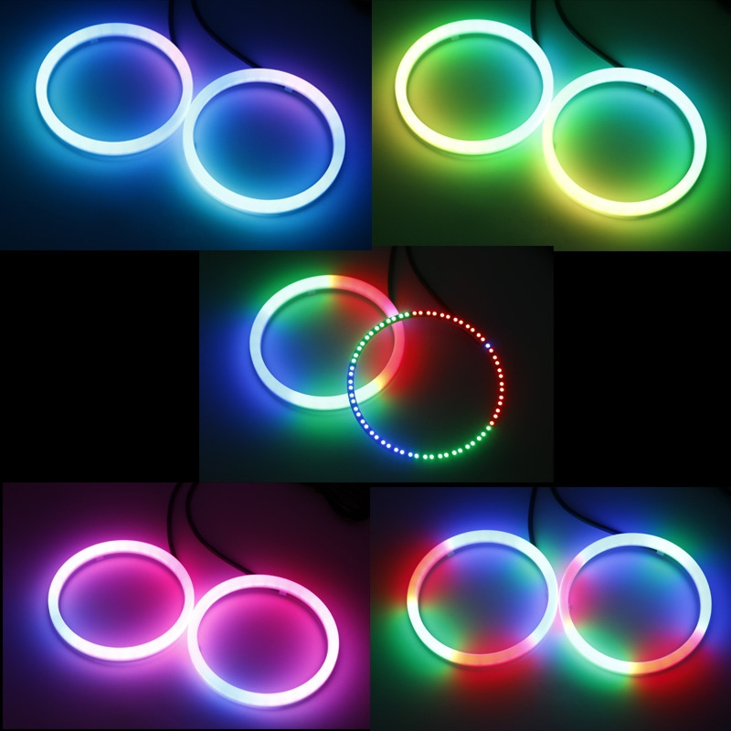 Universal DC 12V LED RGB Chasing Angel Eyes Halo Lights  By Music APP Controlled For Ambient Lighting Car