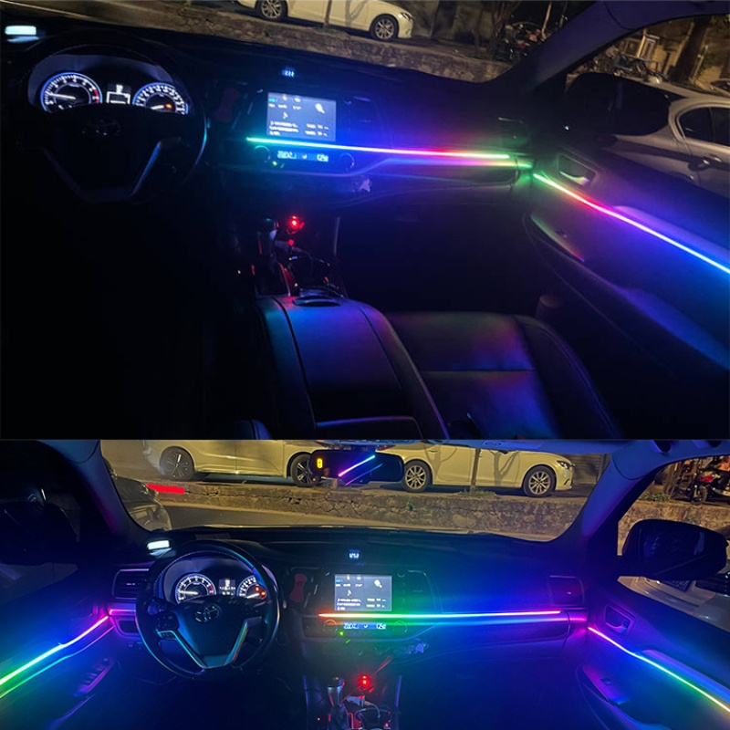 Universal  22 in 1 Symphony Ambient light For  Car Kit RGB Chasing Bluetooth Music Control Chase Acrylic Trim Interior Light