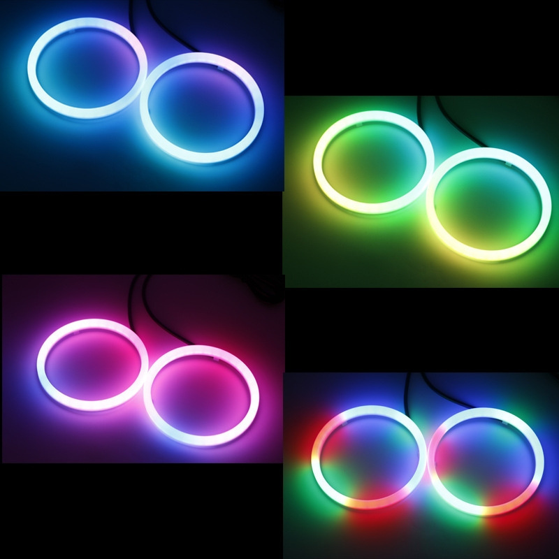 Universal DC 12V LED RGB Chasing Angel Eyes Halo Lights  By Music APP Controlled For Ambient Lighting Car