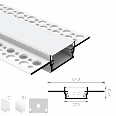 For Ceiling Lighting Strips 21.7mm width recessed Drywall Plaster gypsum aluminum Channel led profile