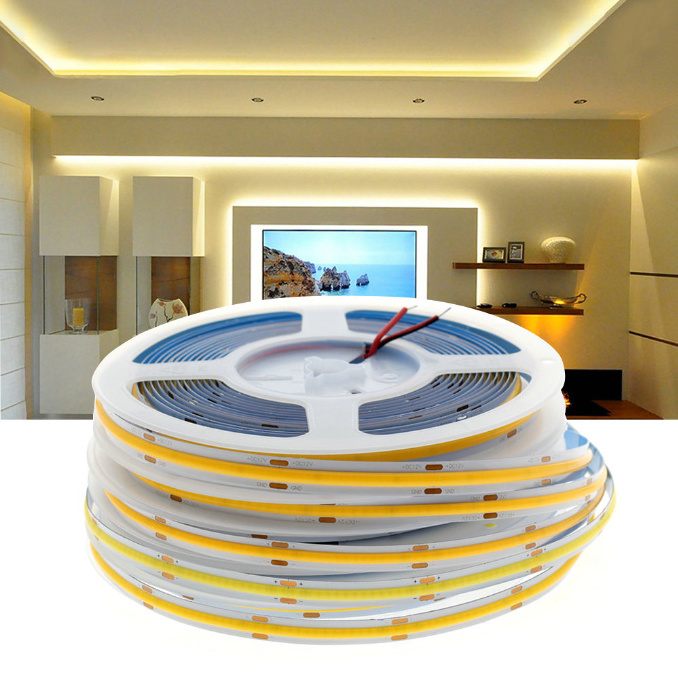 Customize High Density LED Ribbon Light DC 12V 24V 320 Leds 8mm 10W IP20  Flexible COB LED Strip Light