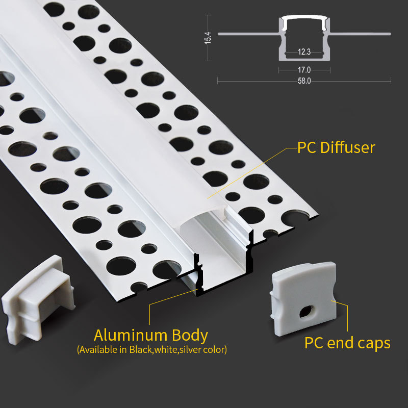 For Ceiling Light Bar Lighting Led Strip Channel Extrusion Recessed Drywall Plaster Gypsum In Aluminium Led Profile