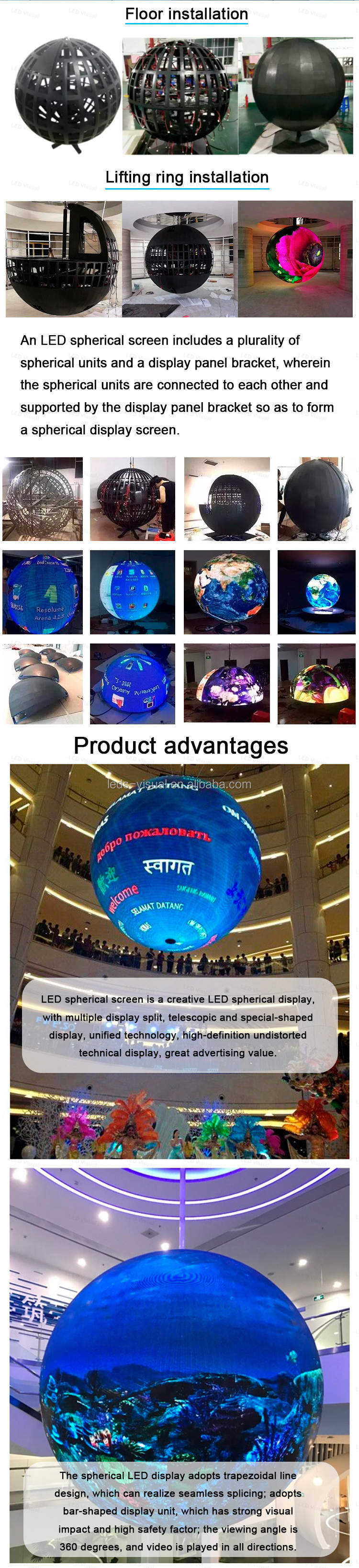 360 Degree Ball Led Display Led Video Sphere Display Screen Spherical Soft LED Display