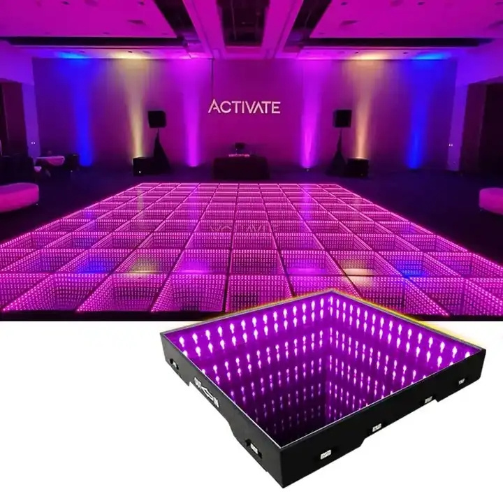 Magnetic Led Dance Floor Wedding Portable 3D Interactive Piste De Danse Lumineuse Led Infinity Mirror Wireless Dance Floor