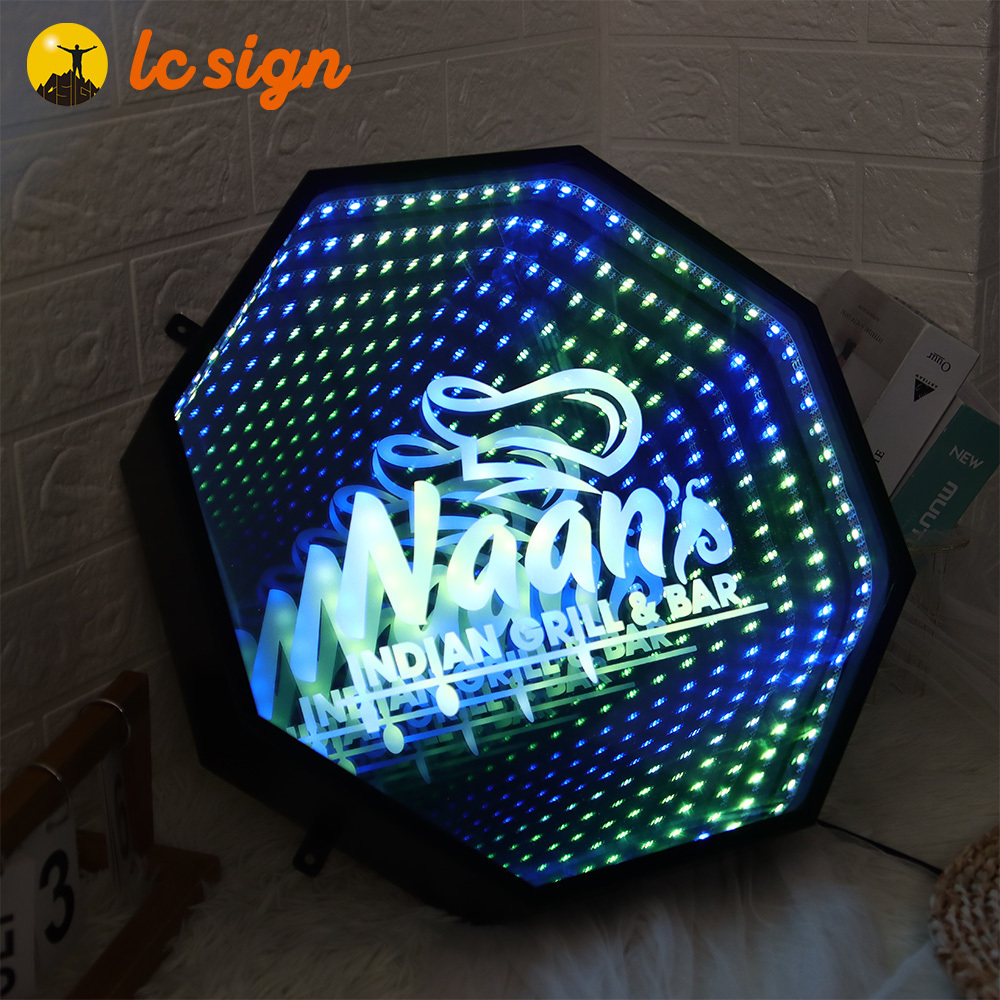 wholesale neon signs LED wall lights letters infinity mirror sign infinity mirror letter for business bar shop decoration