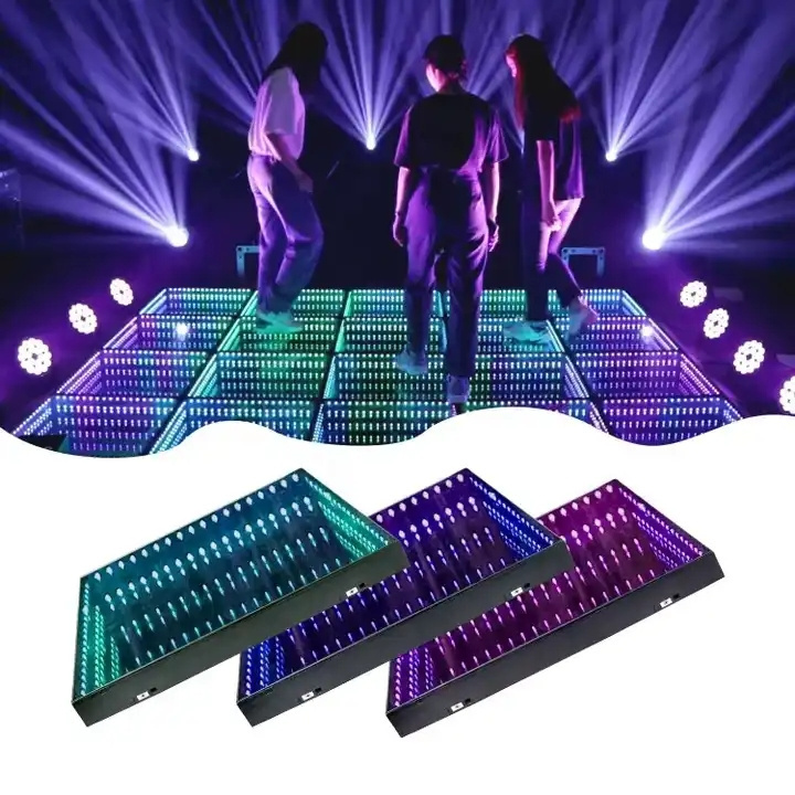 Magnetic Led Dance Floor Wedding Portable 3D Interactive Piste De Danse Lumineuse Led Infinity Mirror Wireless Dance Floor