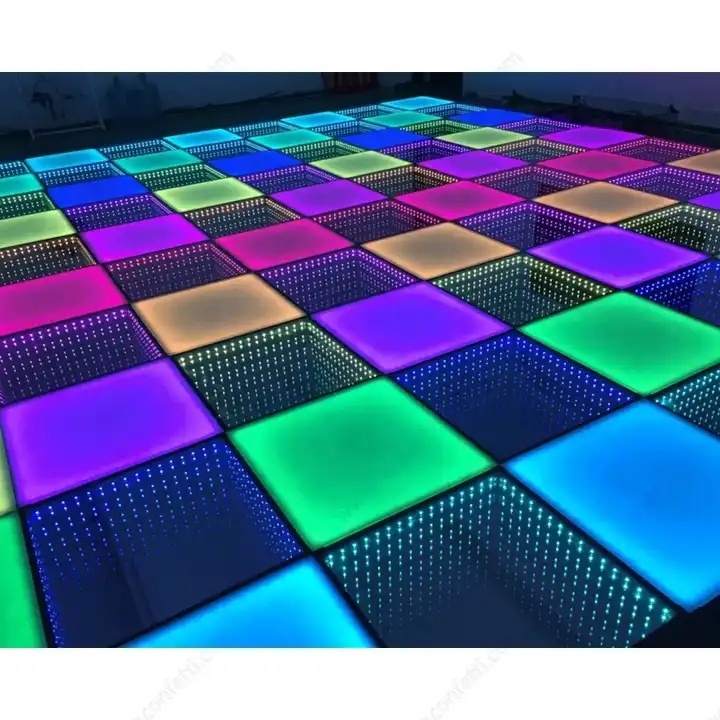 illuminated high gloss 3d mirror video light infinity clear magnetic neon led dance floor