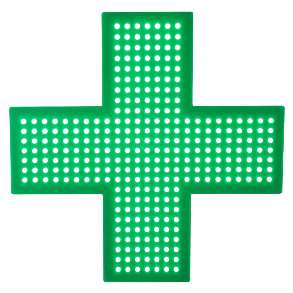 Hidly 19*19'' Super Bright Green LED Pharmacy Cross Display, Wholesale LED Green Cross Sign