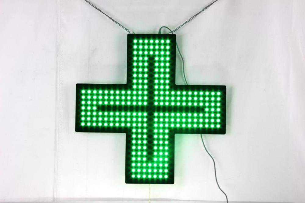 19*19'' Super Bright Green LED Pharmacy Cross Display, Lighting Railway Cross Sign