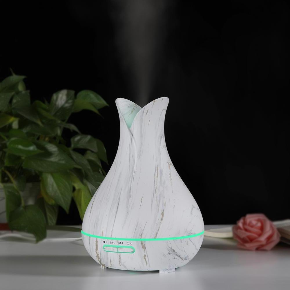 Stone Sprinted Diffuser, 400ml Flower Vase Air Humidifiers with 7 Color Led Change