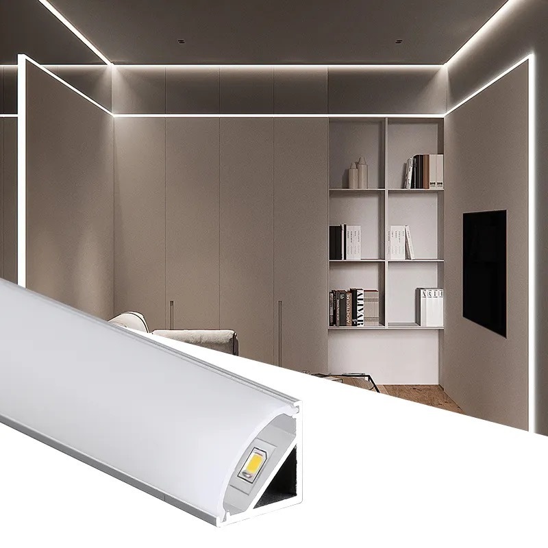 Low MOQ For Corner drywall LED Profile light Hot selling 45 Angle extrusion Aluminum LED strip channel indoor ceiling Lighting