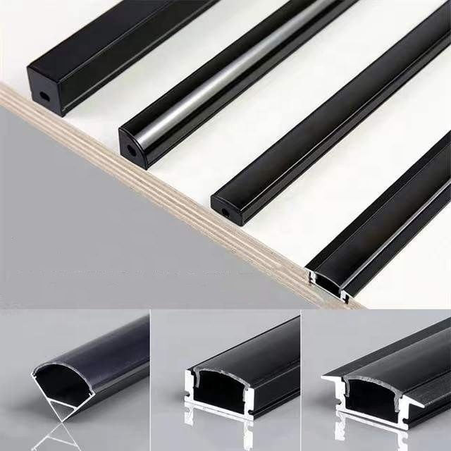 Housing Aluminium Profile pc matte black cover for Led Strip bar light Customized Black led channel diffuser 2M