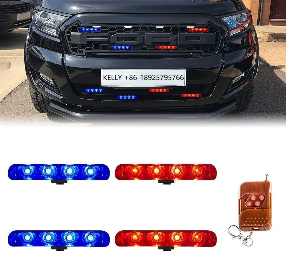 4*4 LED Strobe Lights For Car Grill Warning Lamp 12V Car Motorcycle Flasher Flashlight