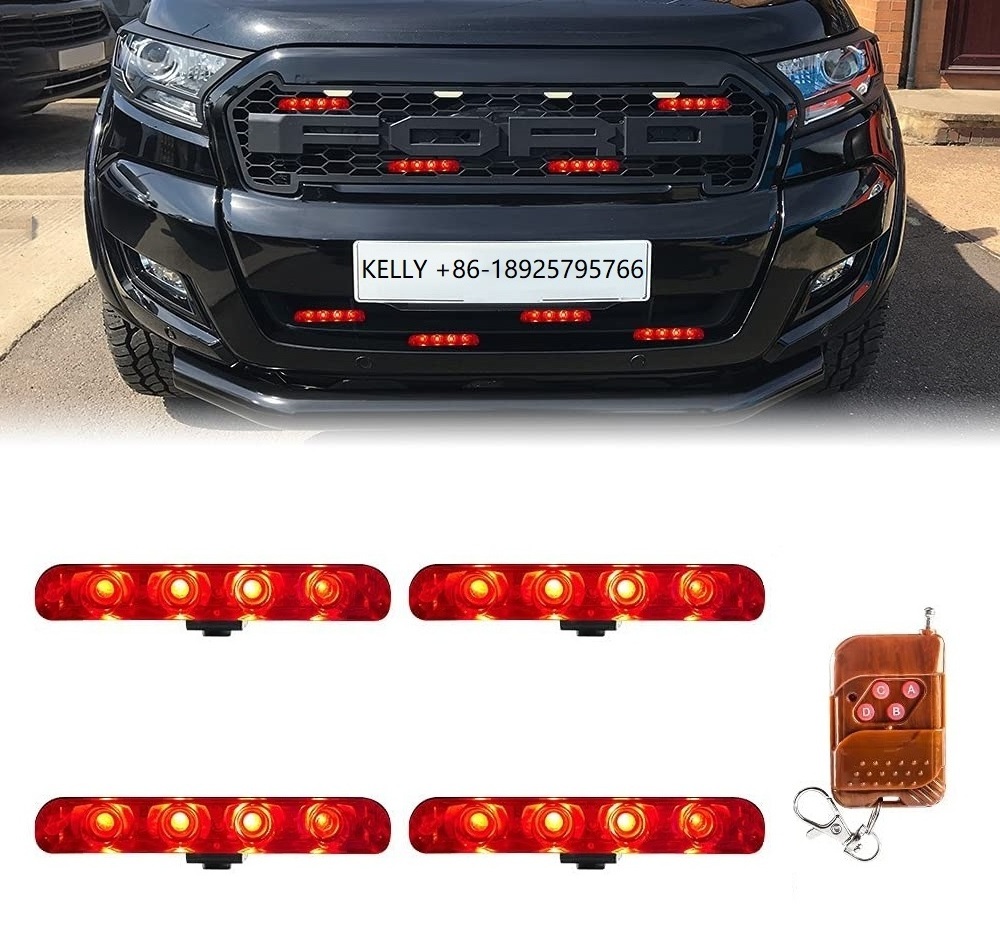 4*4 LED Strobe Lights For Car Grill Warning Lamp 12V Car Motorcycle Flasher Flashlight