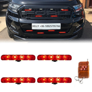 4*4 LED Strobe Lights For Car Grill Warning Lamp 12V Car Motorcycle Flasher Flashlight