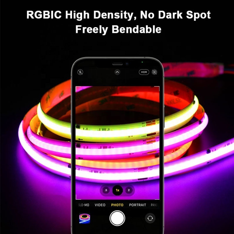 Dream Color Changing RGBIC COB Kit 5m 10m Music Sync Smart 12V 24V RGB COB LED Strip Light for Christmas Home Room Party Decor