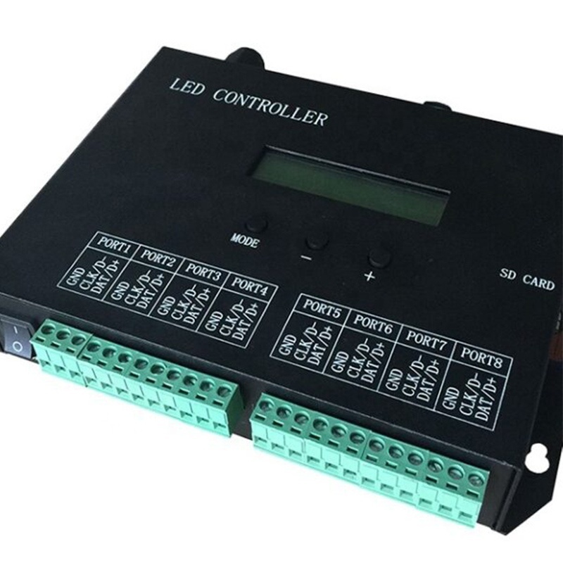 H807SA 8 ports artnet DMX to SPI LED pixel controller supports SD card DMX512 console LED pixel controller