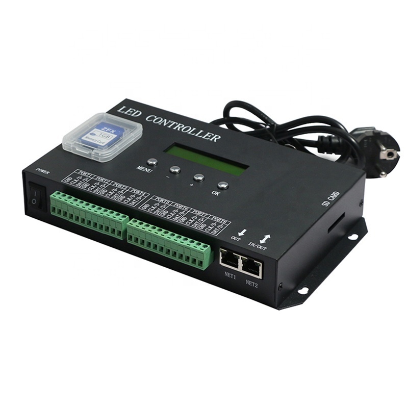 H807SA 8 ports artnet DMX to SPI LED pixel controller supports SD card DMX512 console LED pixel controller