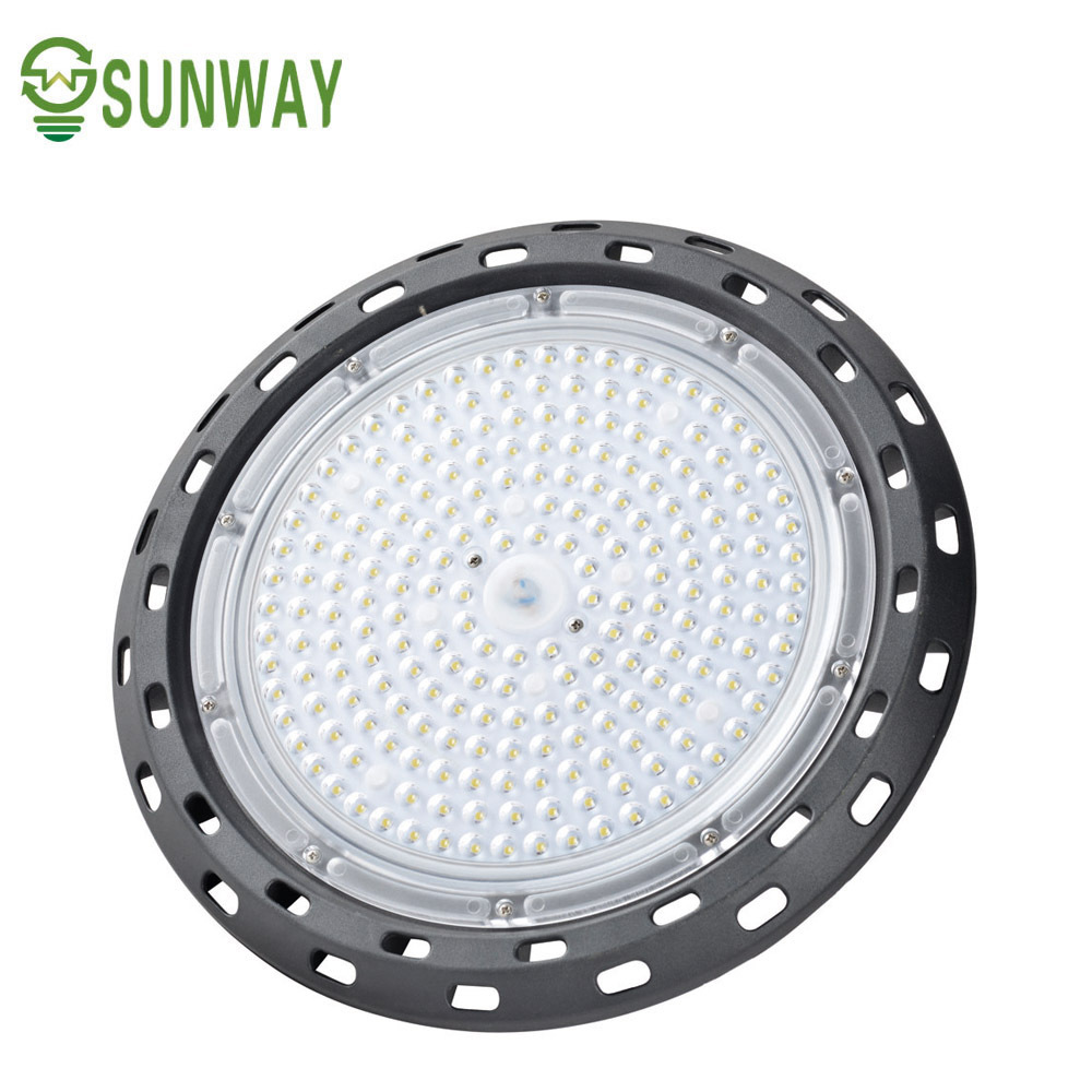 Guangzhou super bright flicker free 150lm/w pf0.95 ra80 IP66 UFO 150w high bay led light Sosen meanwell boke driver for workshop