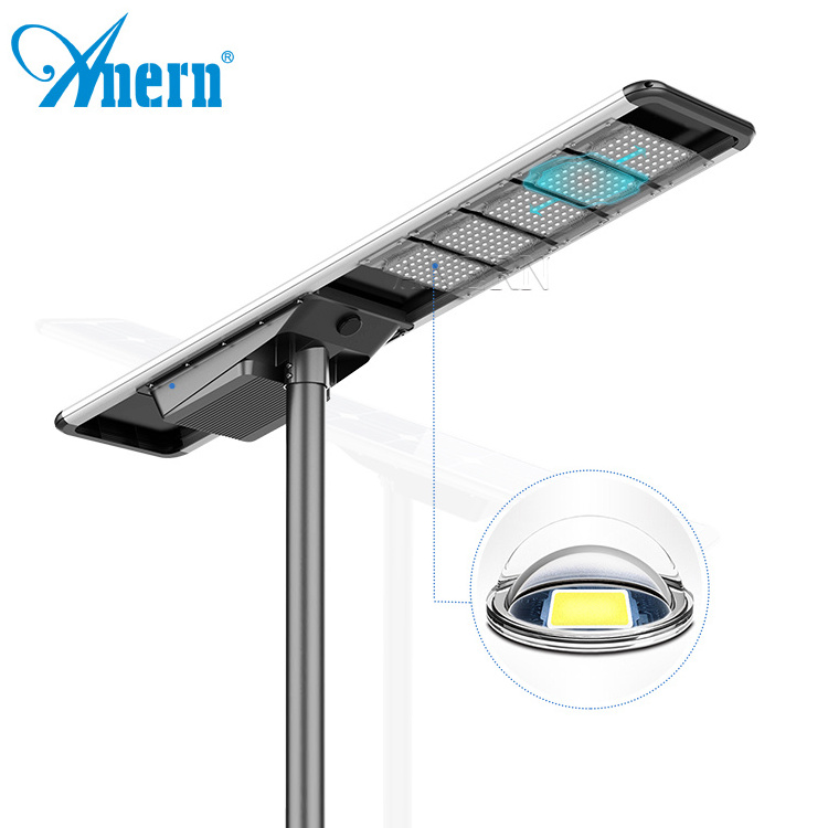 Anern high bright 80w integrated solar street light with battery backup