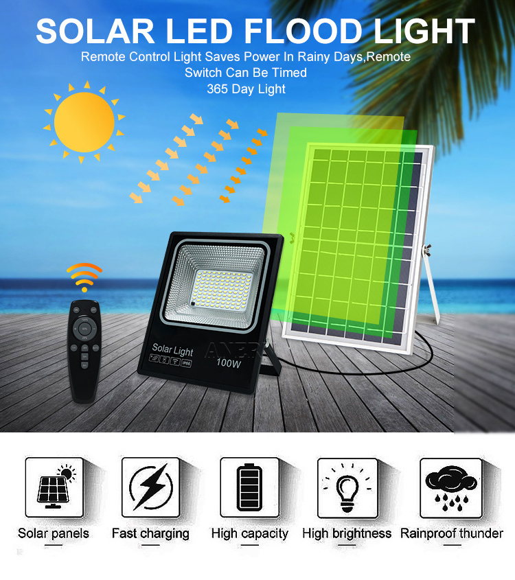 best selling products 2023 waterproof 100W 200W 300W rechargeable lamps solar flood led lights